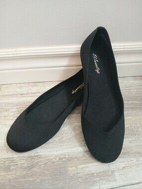 Weestep Black Knit Almond Toe Flats - Slip-On - Size 8 / 38 - NWT / Box